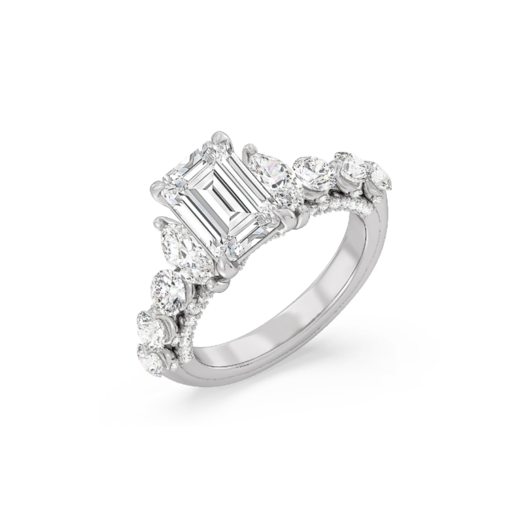Lab Grown Emerald Diamond Engagement Ring 3.5k Cert...