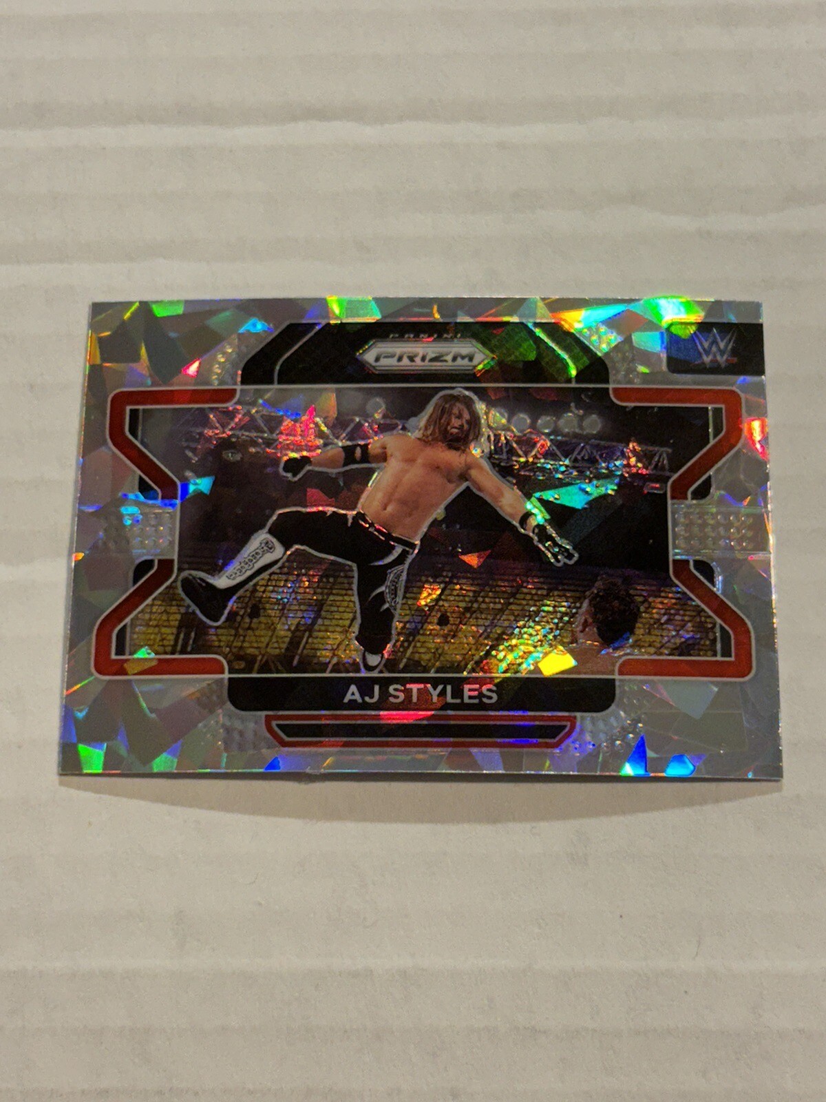 2022 PANINI PRIZM WWE AJ STYLES #7 SILVER CRACKED ICE SP DEBUT