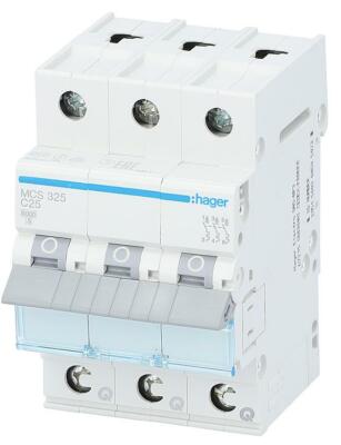 Hager Leitungsschutzschalter, 3p, C25A, 6kA, MCS325, QuickConnect, 230/400 V/AC
