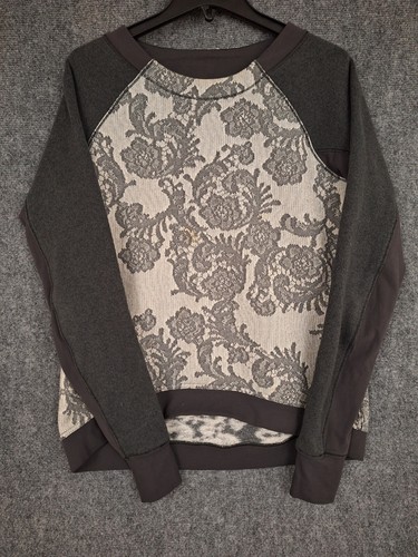 Lululemon Damen Sweatshirt grau Blumenmuster Strick Rose Muster Daumenärmel - Bild 2 von 16