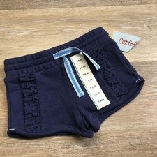 "NEW" CAT JACK Stretch Tie Waist Ruffle Trim Blue Casual Shorts Girl's 18 M