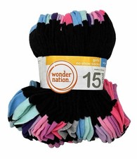 Wonder Nation Girls Socks No Show 15 Pack Size Large