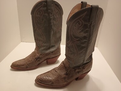Dan Post Cowboy Boots Snakeskin Grey Leather 5131 Men's Size 8.5 D