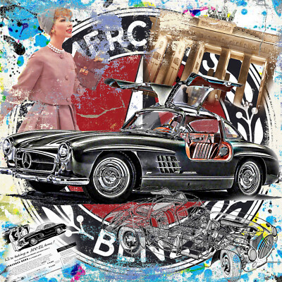 Fine Art Giclée Druck ''Mercedes Gullwing'', limitiert, mit Zertfikat