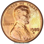 1980-D Lincoln Memorial Cent — photo from another recent sale