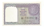 India Re 1, 1957, A-9, Brilliant Uncirculated Note, Inset B, Prefix X, AK Roy