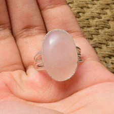 Natural Rose Quartz Ring 925 Sterling Silver Ring Statement Ring Wedding Ring
