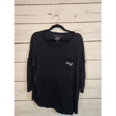 Grayson Threads Womens Black Stretch Round Neck Dolman Sleeve T-Shirt Size Large