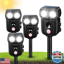 Solar Ultrasonic Animal Repellent Outdoor Deer Repellent Devices 4 Pack Cat S