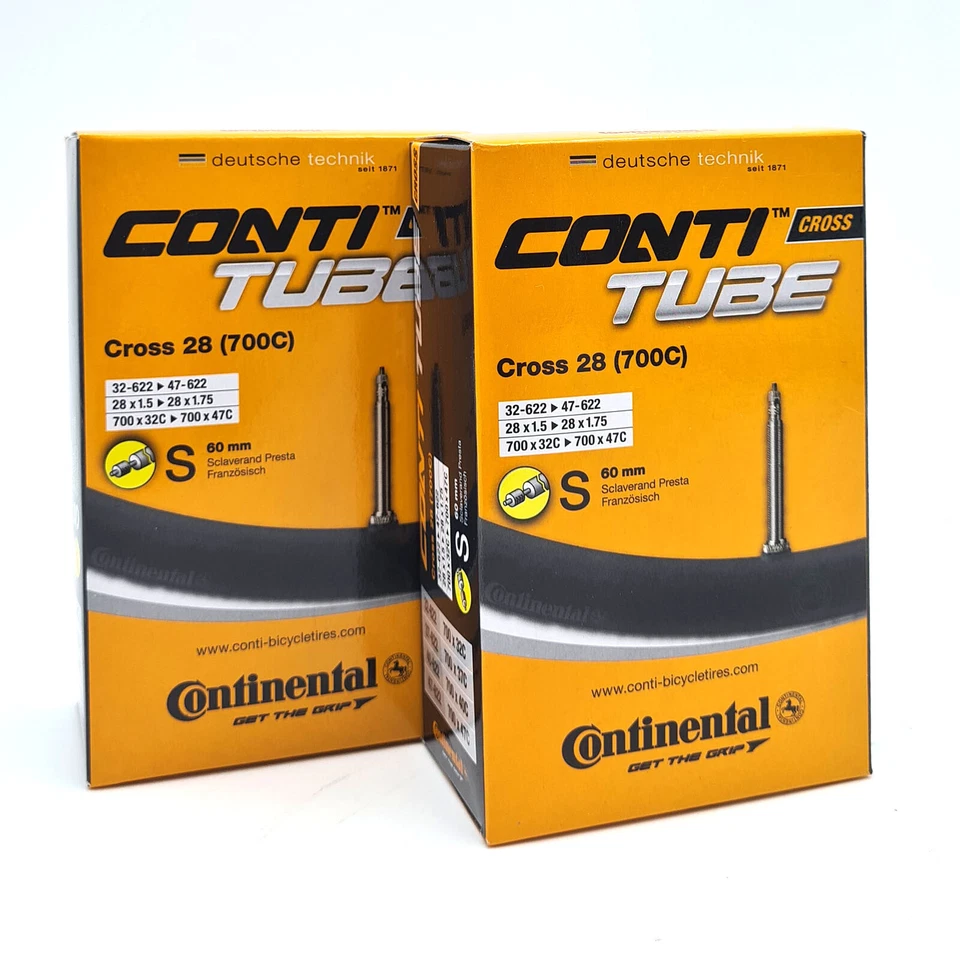2x Continental Fahrrad Schlauch 28 Zoll Cross 28 Sclaverandventil 60mm 32/47-622