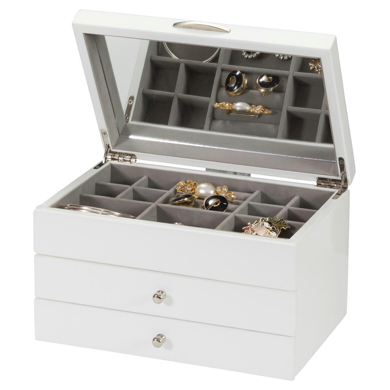 Mele & Co Jayne White Wooden Jewellery Box MC4020