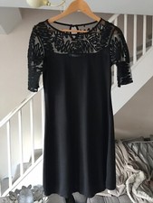 Next ladies black short laced sleeved dress size 6