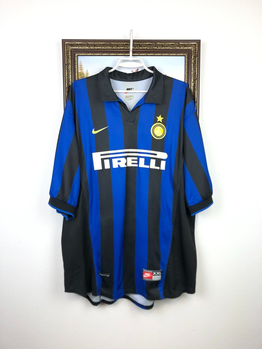 ウェア Inter Milan Uniform 95-98 XL Internazionale Inter Milan Home football shirt 1998 Soccer Jersey