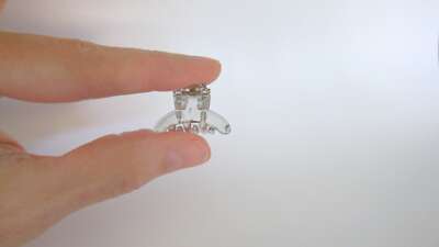 Extra tiny mini clear transparent peach gray hair claw clip for fine, thin hair