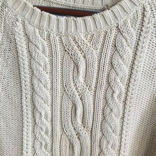 Oatmeal Colored Cable Knit Sweater 