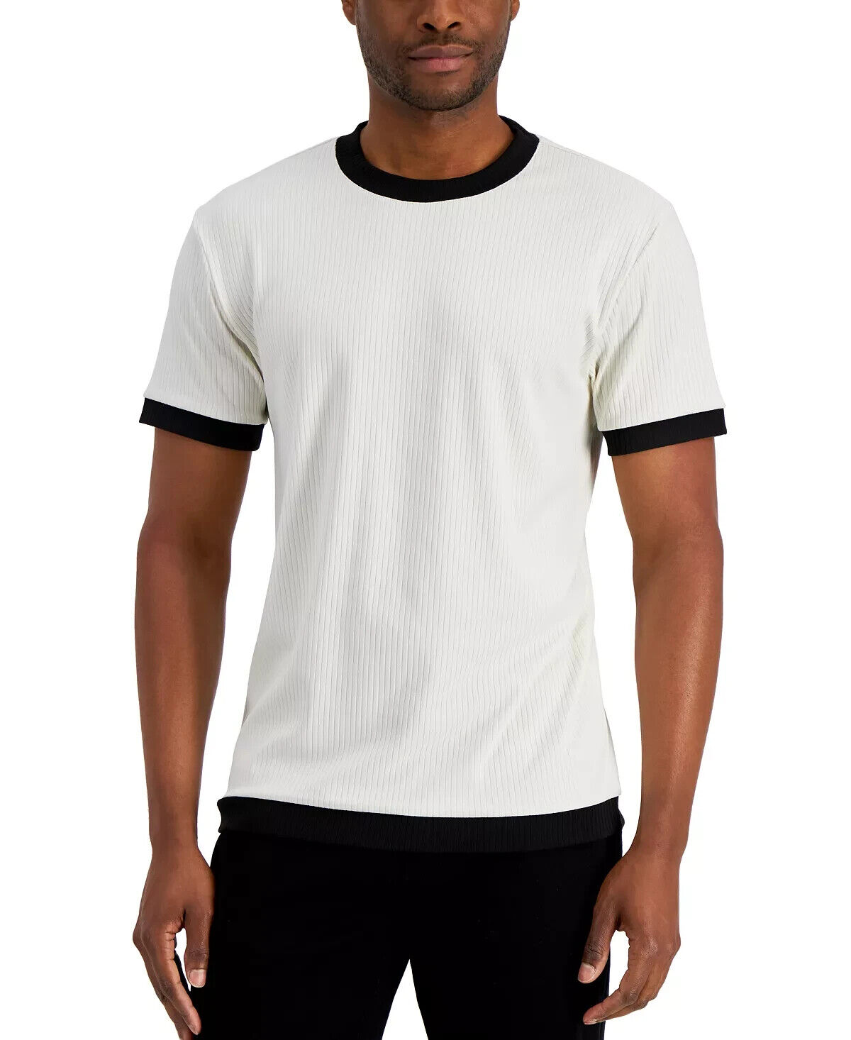 ALFANI Men s Ribbed Contrast Short Sleeve T-Shirt | eBay