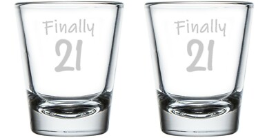 Finally 21 set of 2 shot glass for birthday gift present for friends and family