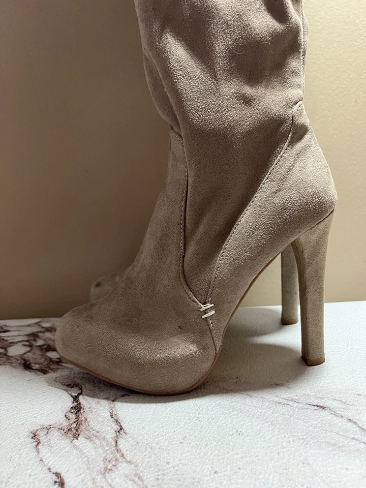 Steve Madden Exxpo Suede Knee High Dress Boots Nude Size 5.5 - Image 2 of 4