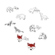 925 Sterling Silver Animal Stud Earrings   Wolf, Fox, Bear  More