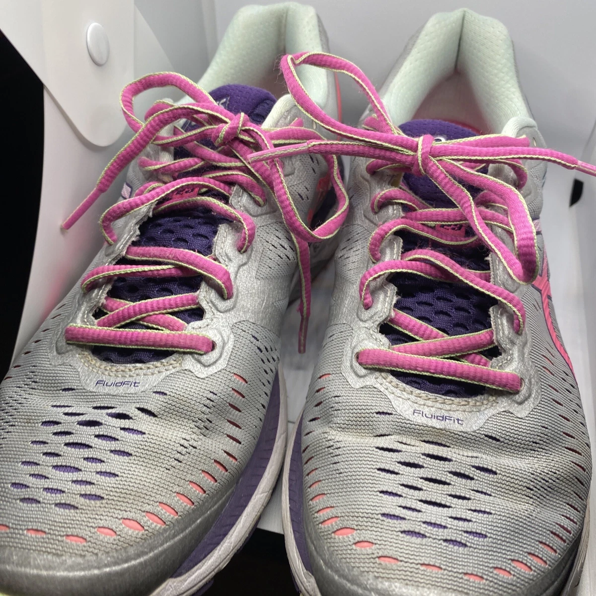 Asics Womens Gel Kayano 23 T696N Gray Pink Running Shoes Sneakers