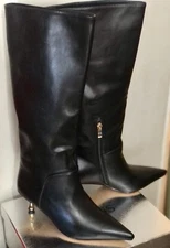 Wetkiss Knee High Boots For Women Low Stiletto Drop Heel