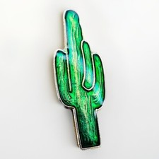 Vintage Saguaro Cactus Enamel Lapel Hat Pin Desert Southwest Plants BA