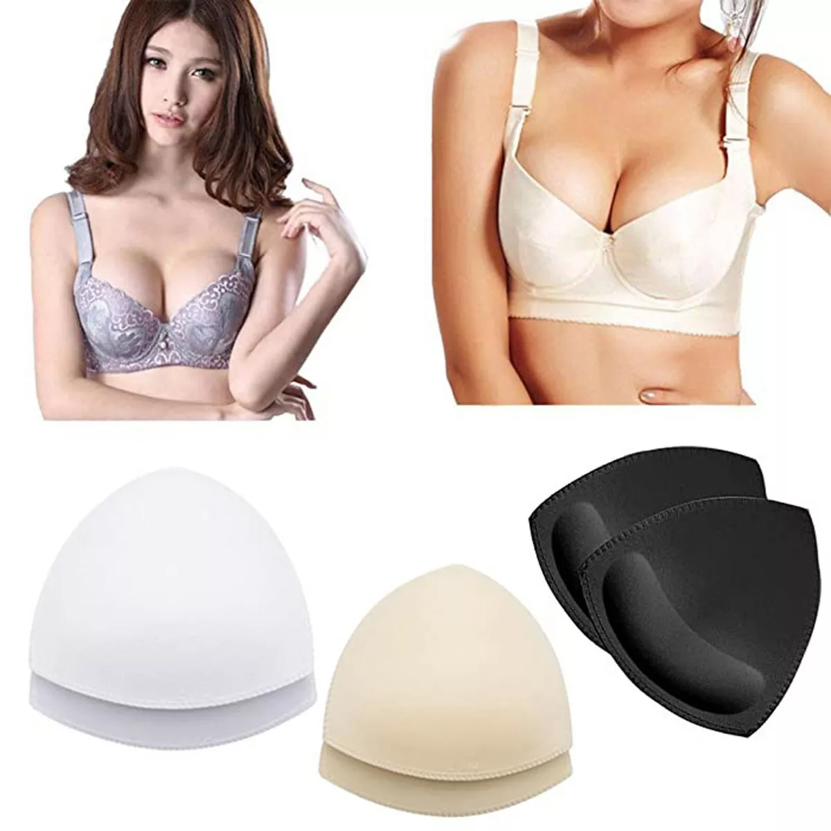 3 Pairs Triangle Bikini Removable Bra Inserts Breast Pads Enhancer