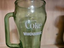 Vintage Whataburger Coca-Cola Cowboy Soda Float Glass Green Tint - Coke  