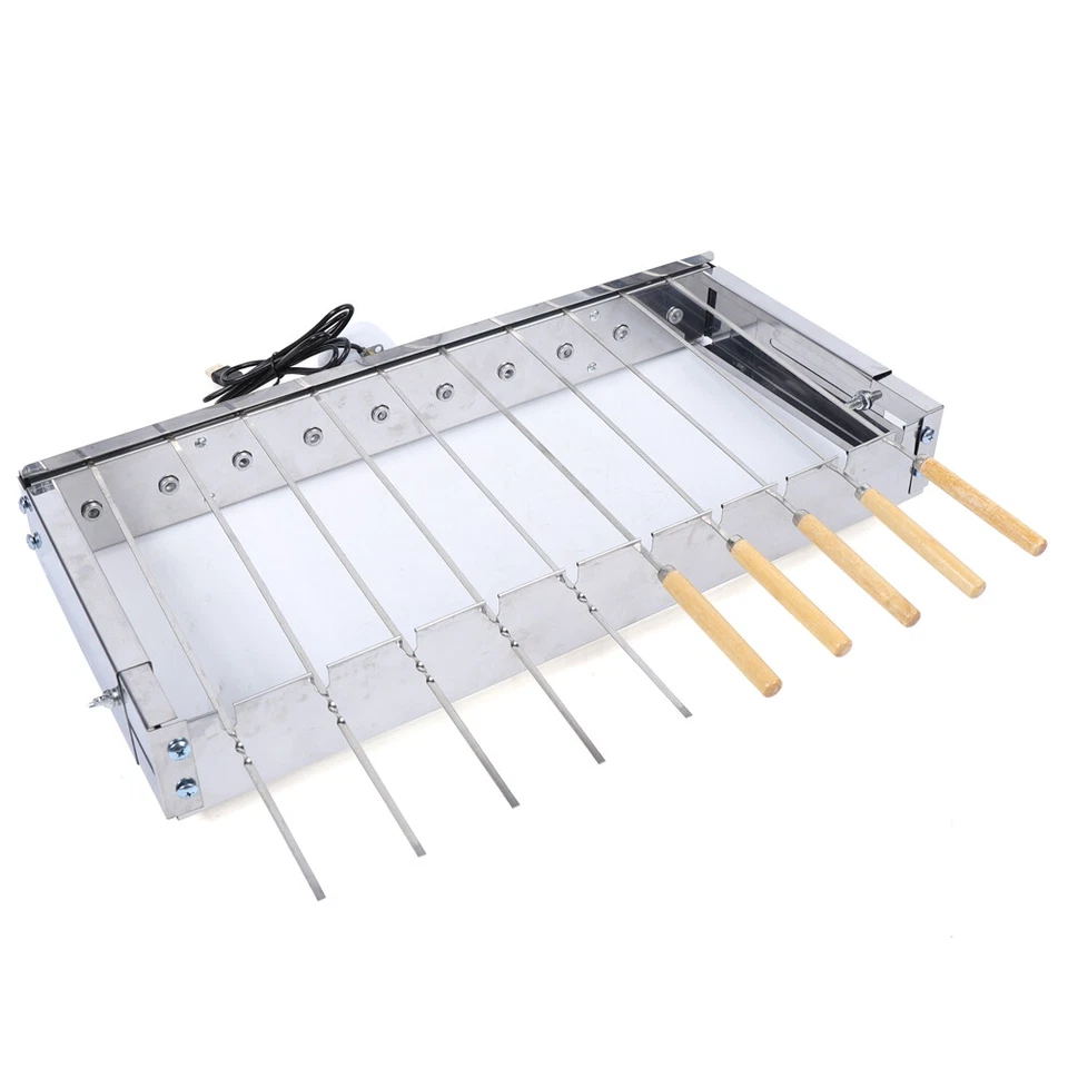 10 skewer Electric Rotisserie BBQ Grill Roaster Spit Rod Camping Automatic Shelf - Image 3 of 4