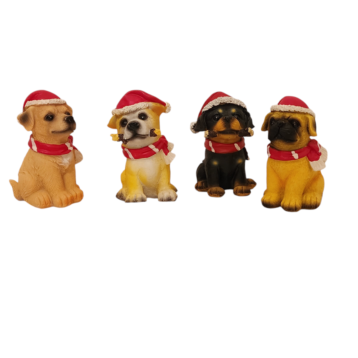 Four Christmas Holiday Dog Figurines | eBay
