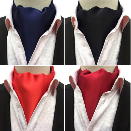 Mens Solid Color Fashion Long Scarves Cravat Ascot Ties Gentlemen Neckties New - Picture 1 of 4