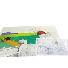 TRI CHEM Liquid Embroidery Picture 26x18 Amish Scene Buggy Barn Partially Done