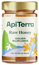 NEW! Turkish ApiTerra RAW HONEY Golden Wildflower 16oz Jar Naturally Smooth!