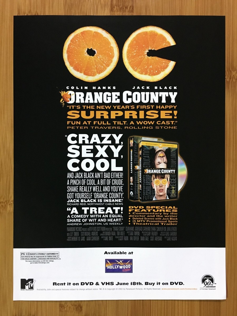 2002 Orange County Print Ad/Poster Official Jack Black Hanks VHS 