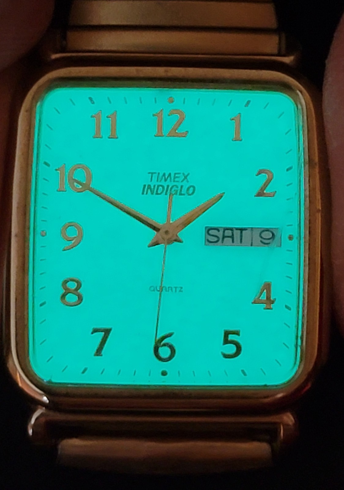 Timex Day Date Indiglo Rectangular Dial Quartz Me… - image 1