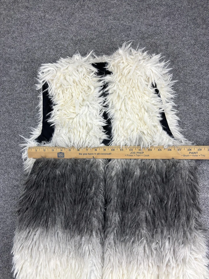 Chaleco Guess Mujer Pequeño Blanco Gris Imitación Piel Ombre Largo Peludo Sin Mangas Forrado Foto 4 de 4