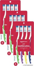 Amazon Basics Orbit Toothbrush Soft Full 4ct Assorted Colors Pack of 3