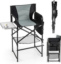 Image of Tall Folding Directors Chair with Side Table Footrest