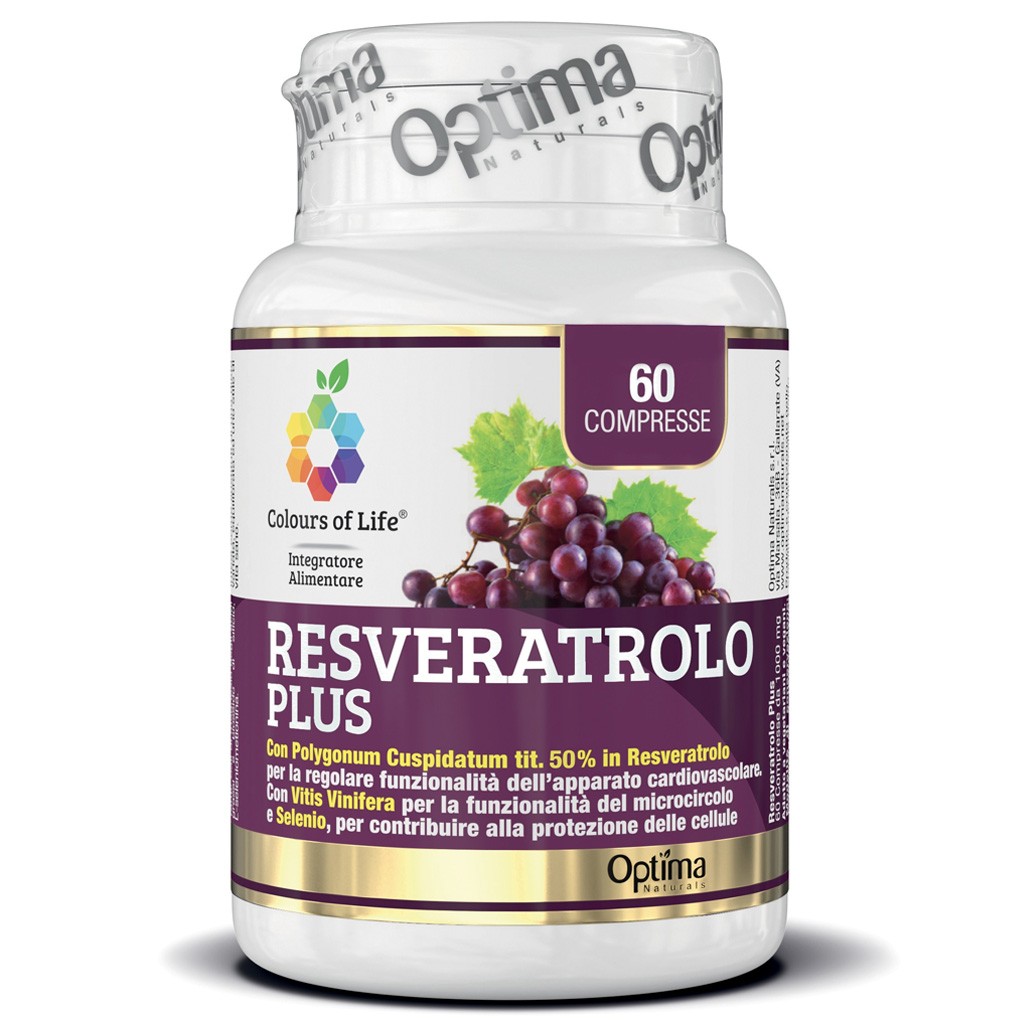 Colours Of Life Optima Naturals Resveratrolo Plus 60 Compresse Da 1000 mg - Integratore Per L'Apparato Cardiovascolare - Immagine 2