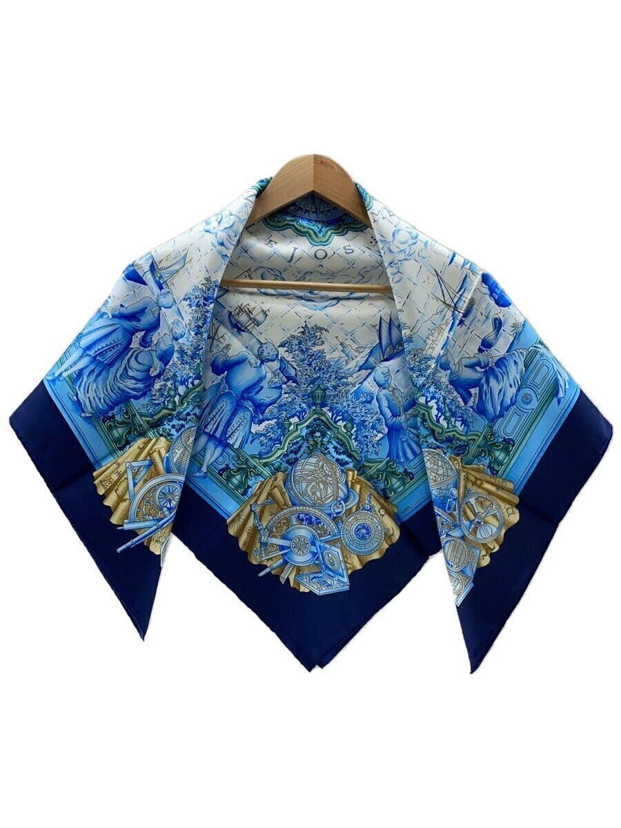 HERMES Blue Silk Scarf 100% Authentic Luxury Accessory