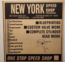 1970 Vintage Print Ad New York Speed Shop Staten Island NY Hot Rod Retro Muscle