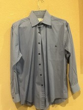 Yves Saint Laurent Men s Blue Striped Button-Up Shirt - 14 1/2 - 30-31