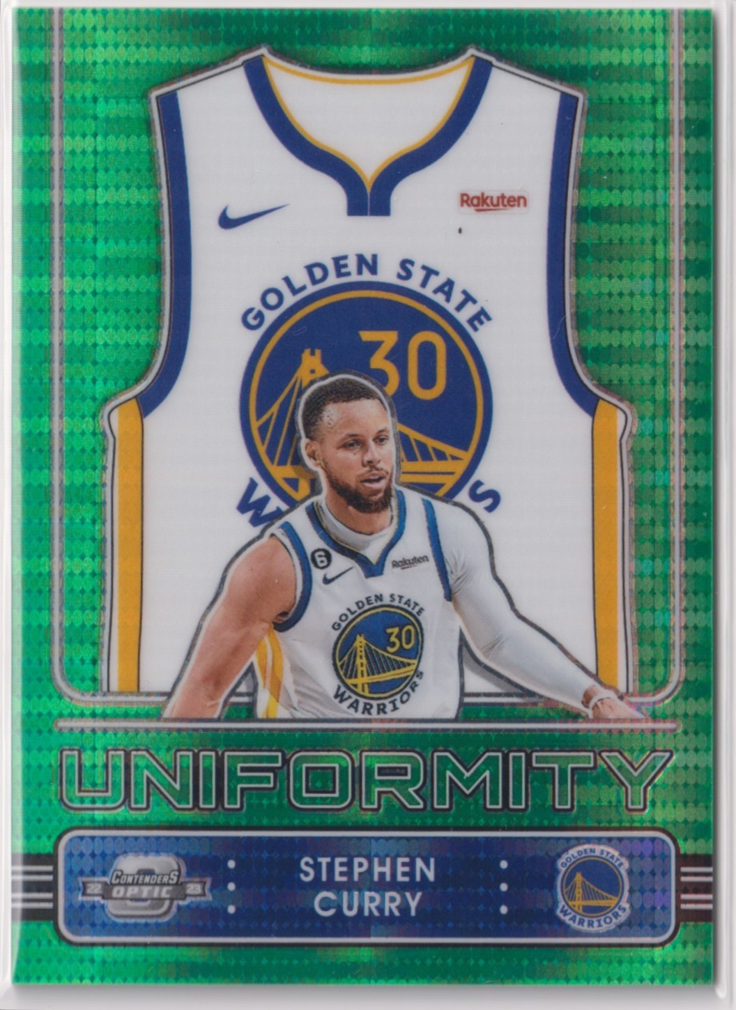 Stephen Curry 2022-23 Panini Contenders Optic Uniformity Green Pulsar Prizm / 25