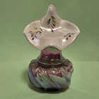 Fenton Glass Opalescent Lavender Jack In The Pulpit Vase Signed Hand Painted