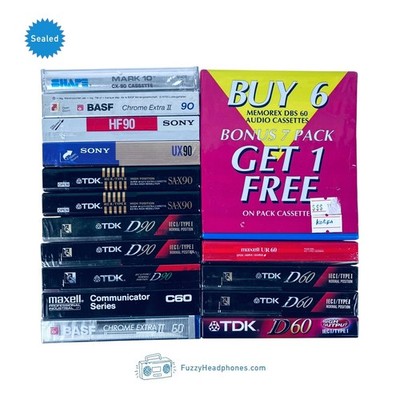 Lot of 22 SEALED Blank Audio Cassette Tapes: Maxell, TDK, Sony, Memorex, BASF
