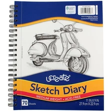 2 Pack Pacon Ucreate Medium Weight Sketch Diary, 70 Ct