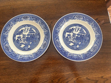 Royal China Ironstone Blue Willow Ware Plate 10 Inch SET 2 U.S.A.