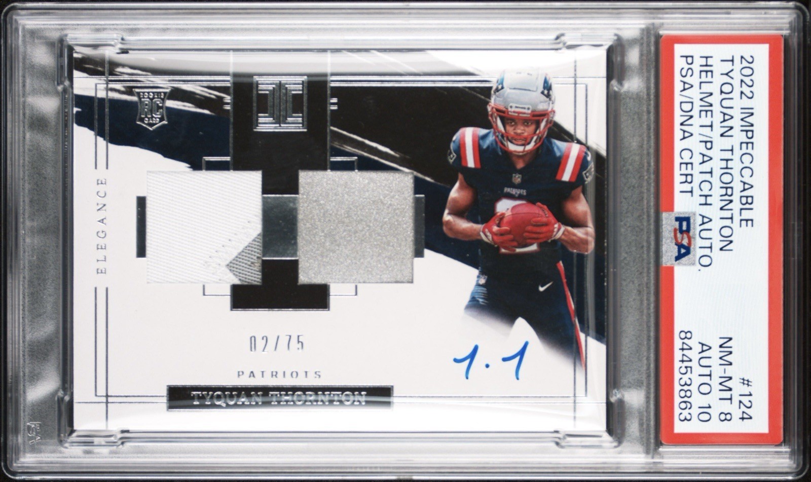 Tyquan Thornton Panini Impeccable #124 Helmet/Nameplate Autograph