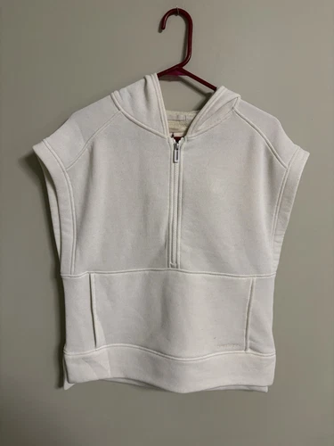 OFF WHITE Felpa con cappuccio e zip Smartwool Recycled Terry senza maniche taglia media panna