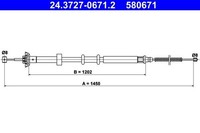 NEU - ATE 24.3727-0671.2 Seilzug, Feststellbremse Passend FüR Fiat Ford